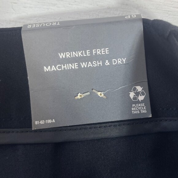 Worthington Womens High-Rise Trousers 6P Short Black Polyester Spandex Blend Wri - Picture 8 of 9